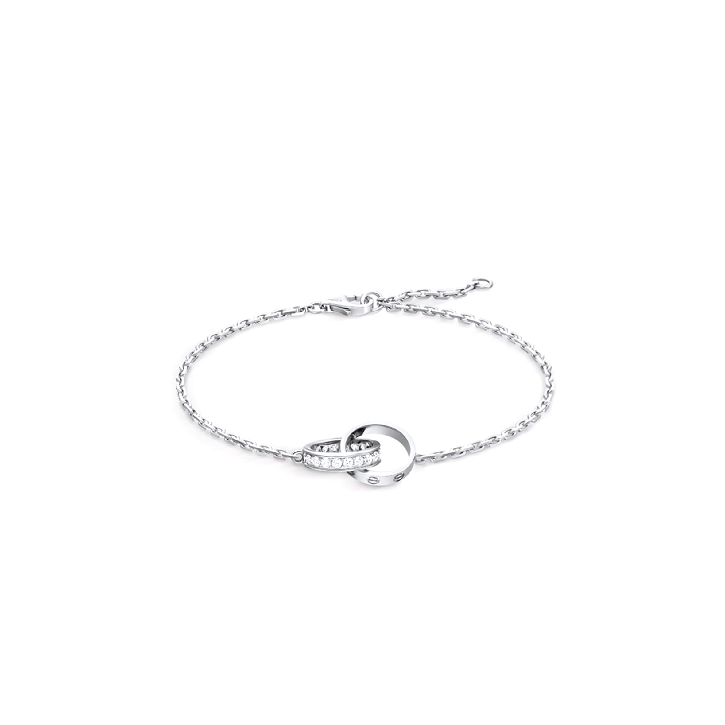 CARTIER LOVE BRACELET, ON CHAIN, HALF-PAVED REF. B6084400